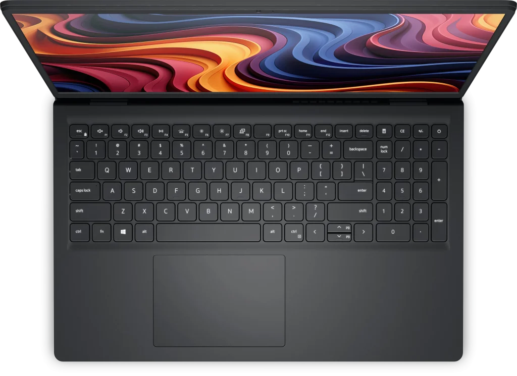 Keyboard with full numeric pad on the Dell 15 DC15255 Laptop